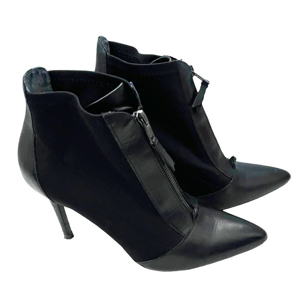 Charles by Charles David Ankle Boot Front Zip Mixed Media Leather Black Size 8.5 - Picture 1 of 8